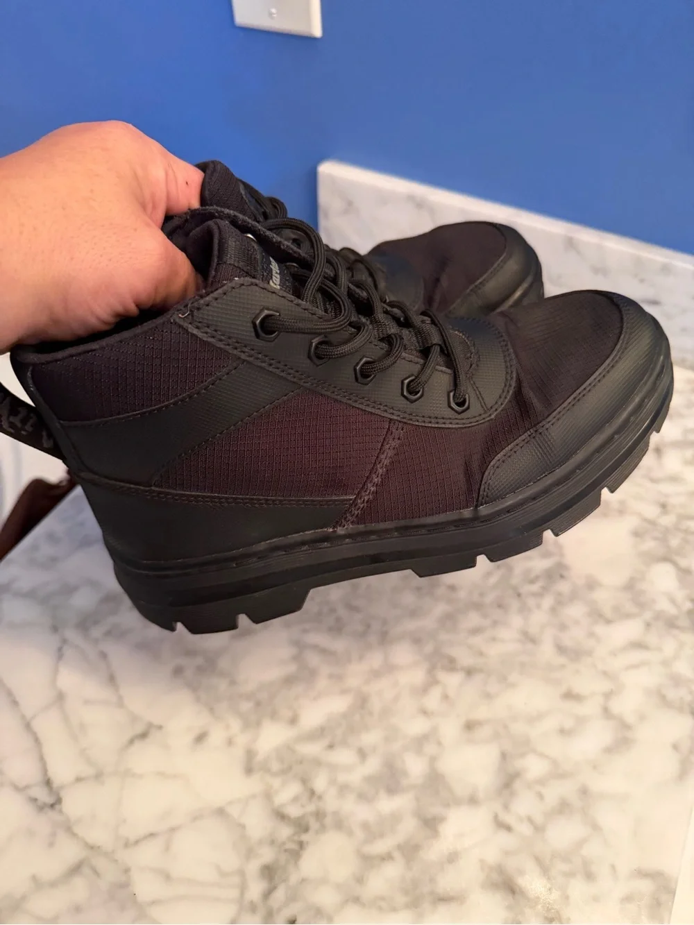 Dr Martens Bonny Tech Black Leather Casual Combat Boots Mens US 7 Women 8 Docs